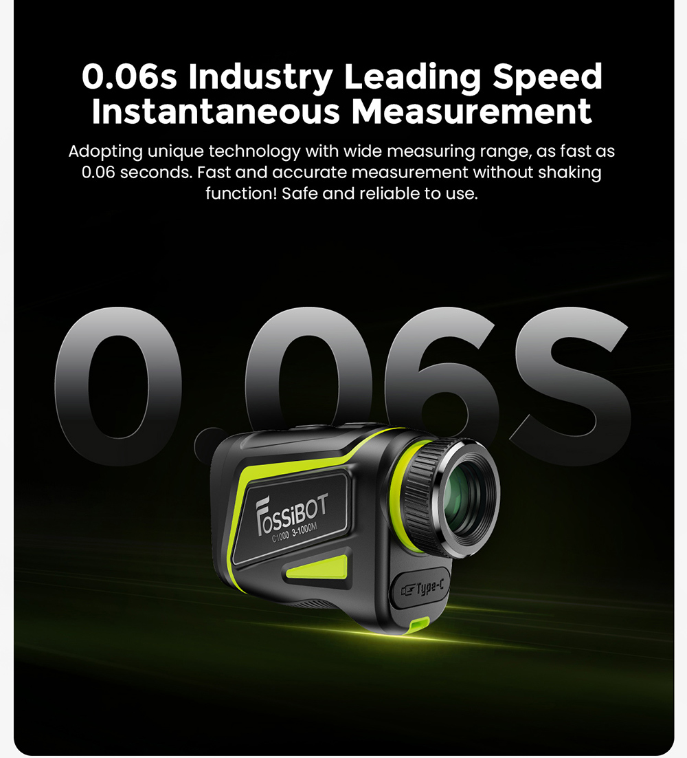 FOSSiBOT C1000 Golf Rangefinder, 1000m Max Measurement Range, 0.06s Measurement Speed, OLED Display, 6.5X Magnification, IP54 Waterproof, 5 Modes
