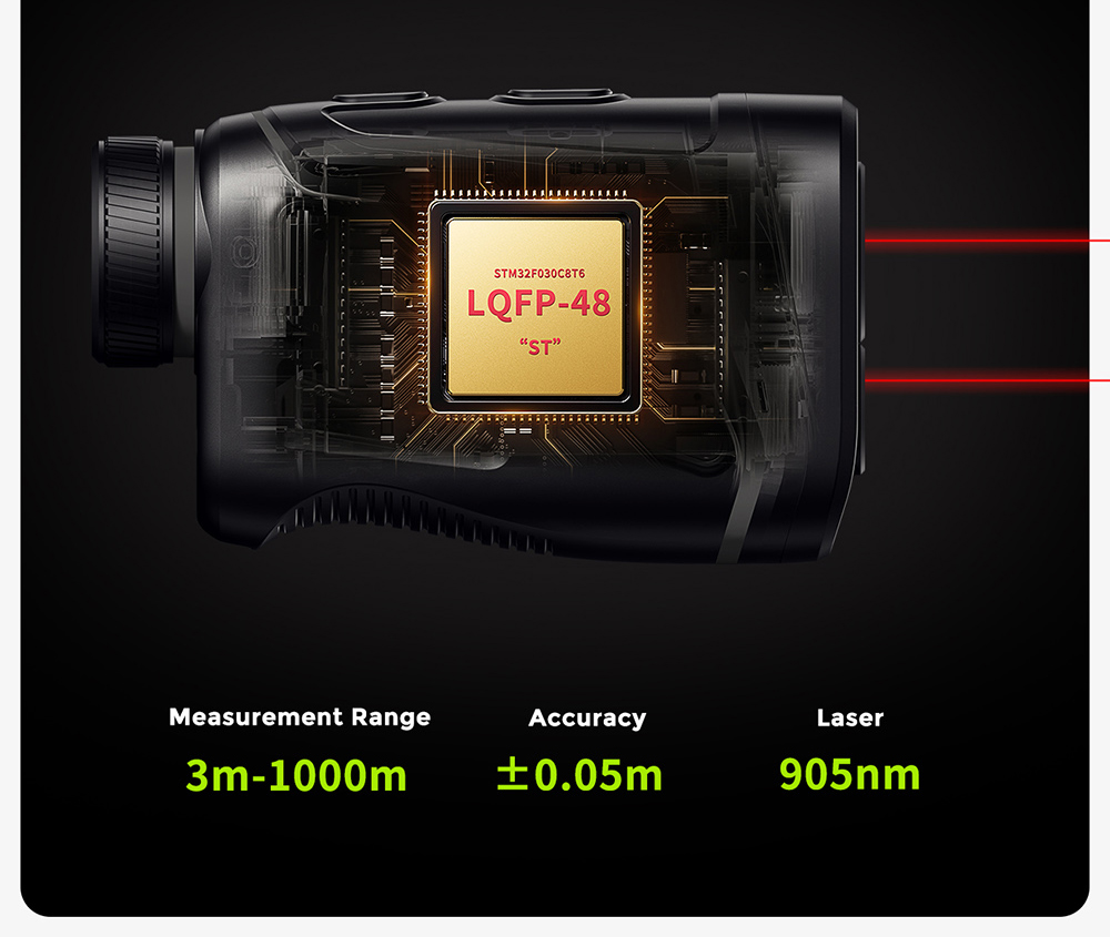 FOSSiBOT C1000 Golf Rangefinder, 1000m Max Measurement Range, 0.06s Measurement Speed, OLED Display, 6.5X Magnification, IP54 Waterproof, 5 Modes