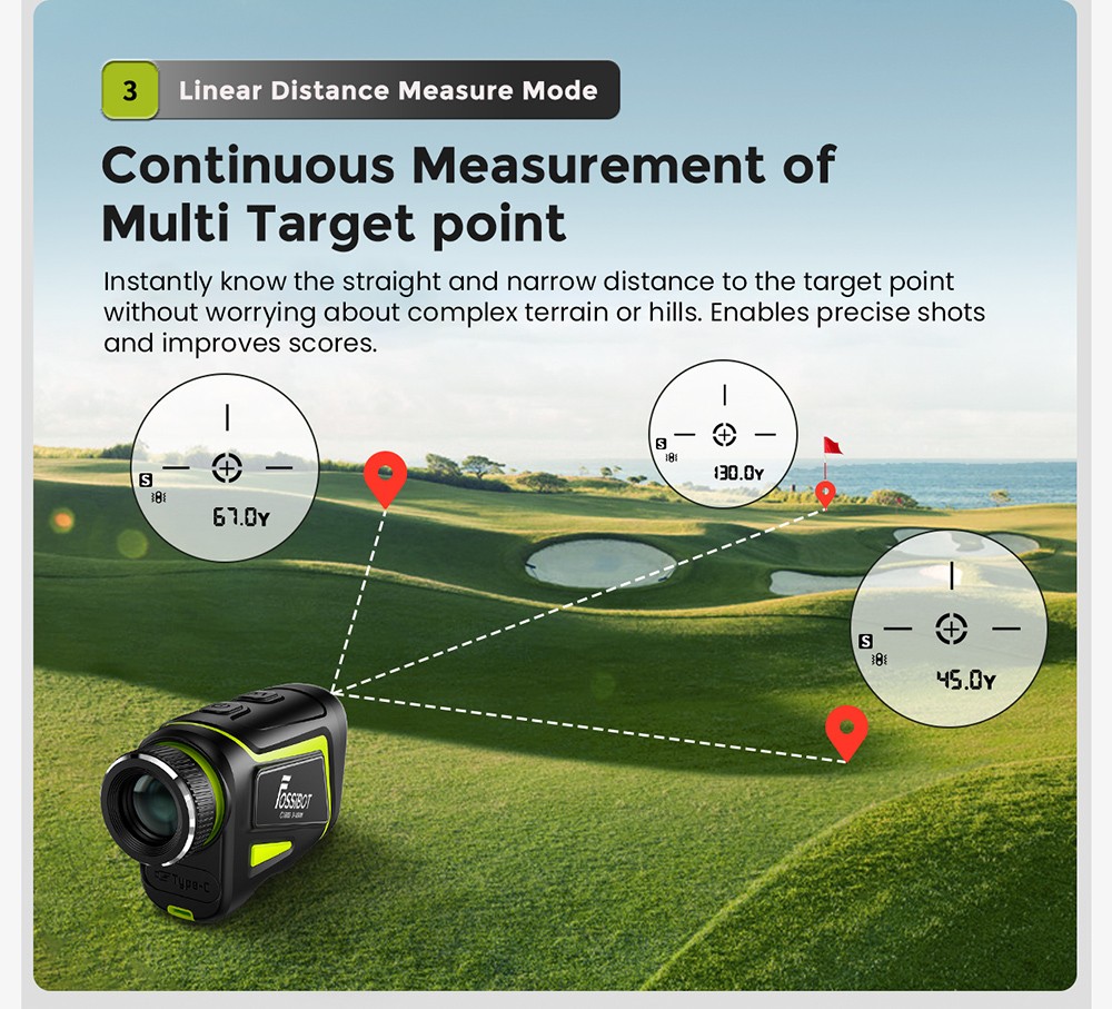 FOSSiBOT C1000 Golf Rangefinder, 1000m Max Measurement Range, 0.06s Measurement Speed, OLED Display, 6.5X Magnification, IP54 Waterproof, 5 Modes