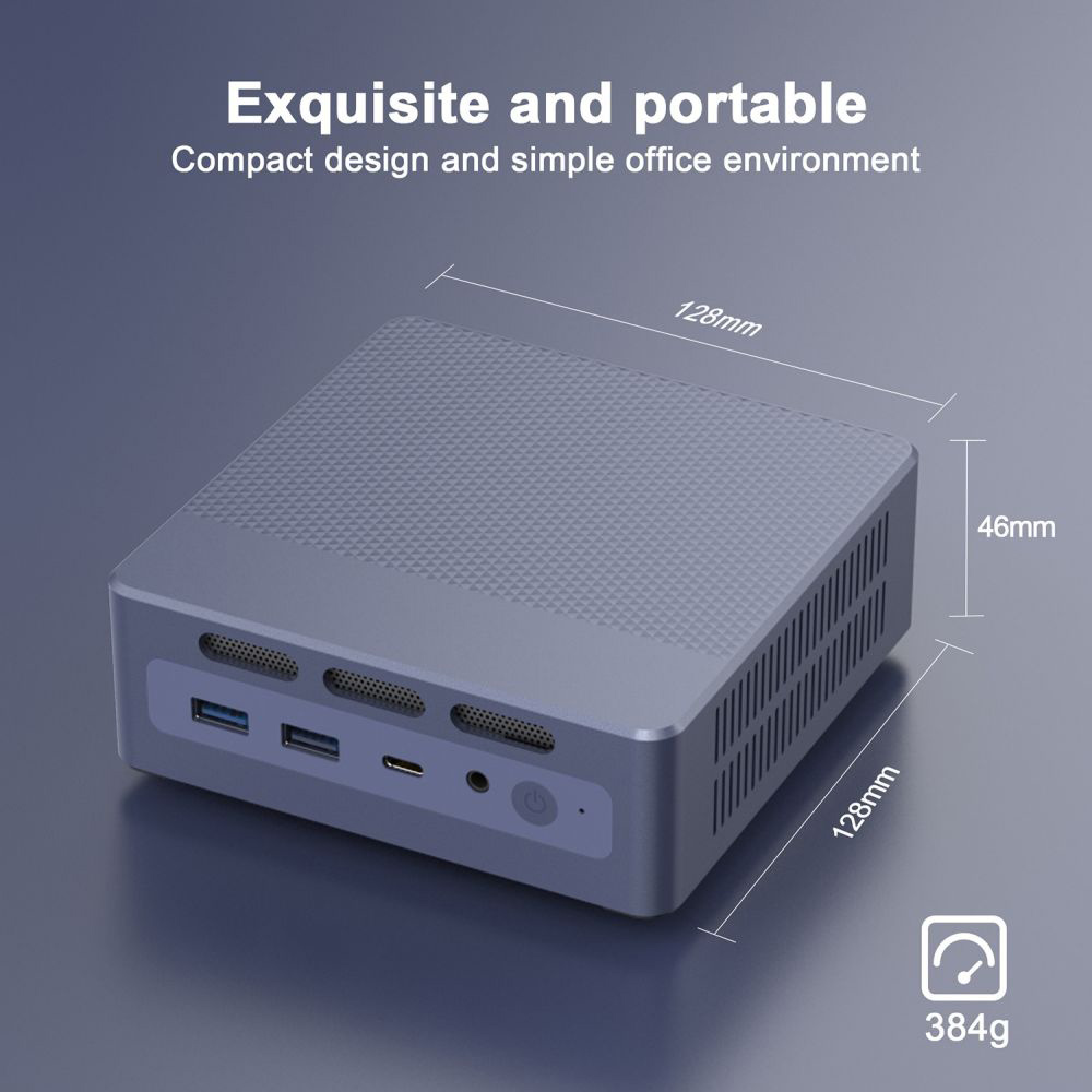 GXMO N95 Mini PC, Intel Alder Lake N95 4 Cores Up to 3.4GHz, 8GB RAM 256GB SSD, DP+HDMI 4K 60Hz Dual Screen Display, Dual-band WiFi Bluetooth 4.2, 4*USB 3.0 1*Type-C 1* 1000M RJ45 1*Audio Jack - EU Plug