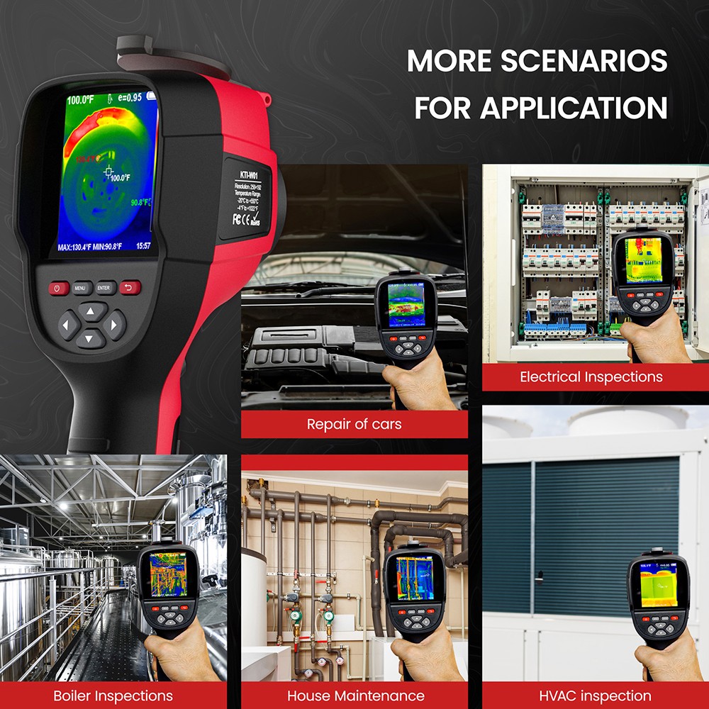 KAIWEETS KTI-W01 Thermal Imaging Camera, 256x192 IR Resolution, -4°F to 1022°F, 3500mAh Battery, IP54 Waterproof, 32GB Micro SD Card