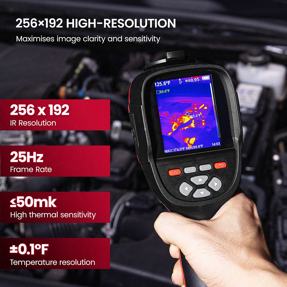 KAIWEETS KTI-W01 Thermal Imaging Camera, 256x192 IR Resolution, -4°F to 1022°F, 3500mAh Battery, IP54 Waterproof, 32GB Micro SD Card