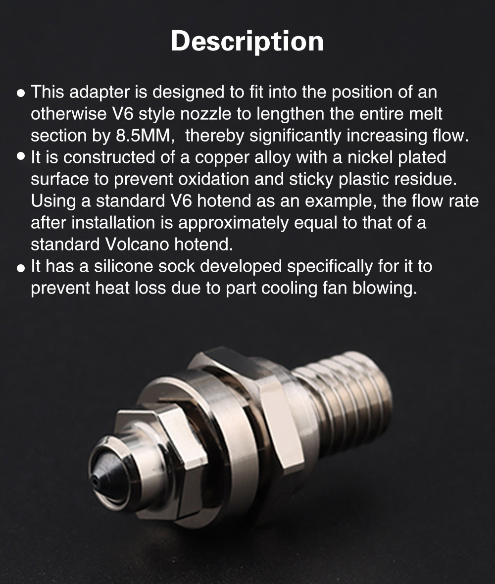 Trianglelab ZS-MZE-HF Melt Zone Extender for V6 Dragon Rapido Hotend