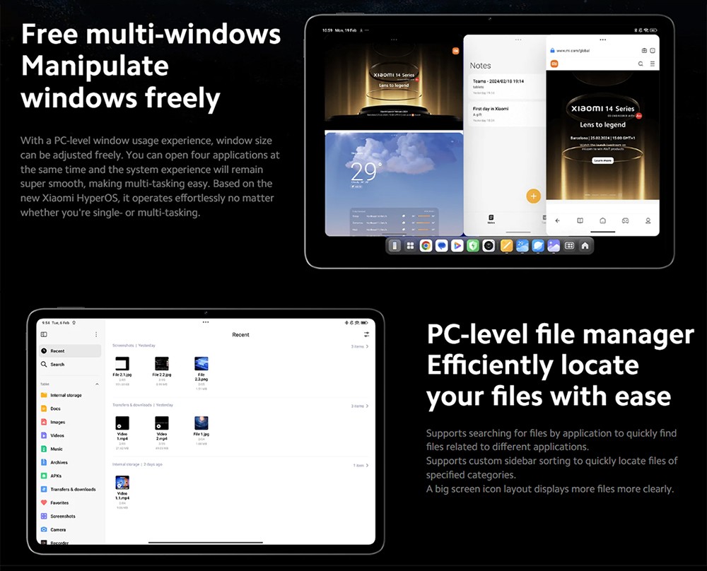 Xiaomi Pad 6S Pro 12.4'' Tablet, 3048*2032 144Hz LCD Screen, Snapdragon 8 Gen 2 CPU, 12GB RAM 512GB ROM, WiFi 7 Bluetooth 5.3, 50MP Main Camera + 32MP Front Camera, 10000mAh Battery, Supports NFC Tag - Blue, Chinese Version