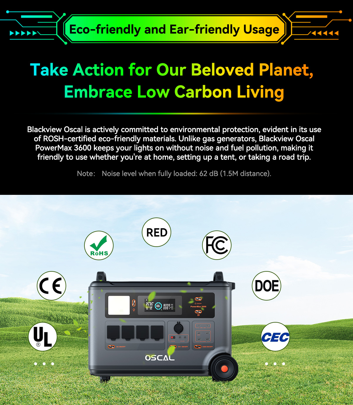 Blackview Oscal PowerMax 3600 Rugged Power Station, 3600Wh to 57600Wh LiFePO4 Battery, 14 Outlets, 5 LED Light Modes, Morse Code Signal
