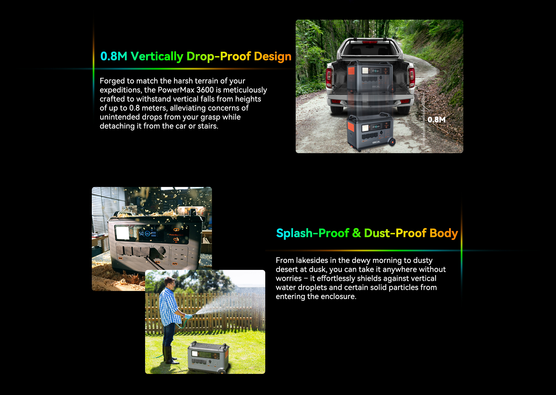 Blackview Oscal PowerMax 3600 Rugged Power Station, 3600Wh to 57600Wh LiFePO4 Battery, 14 Outlets, 5 LED Light Modes, Morse Code Signal