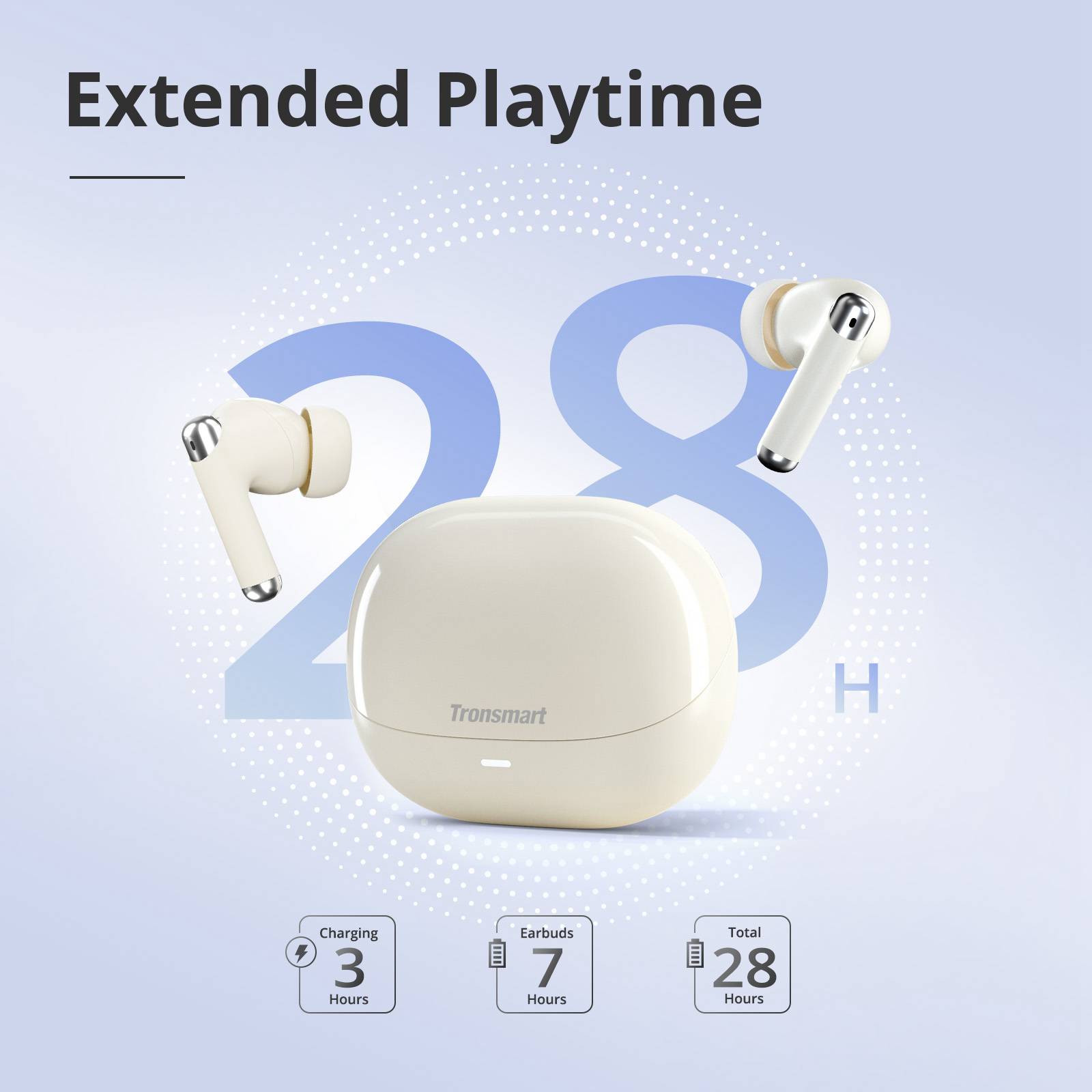 Tronsmart Sounfii R4 TWS ENC Call Noise Reduction Earbuds - Beige