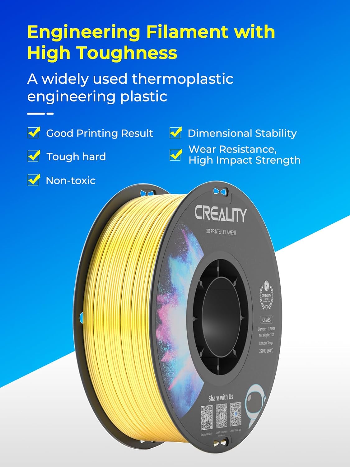 3kg Creality CR-ABS Filament - (1kg Black + 1kg White + 1kg Blue)