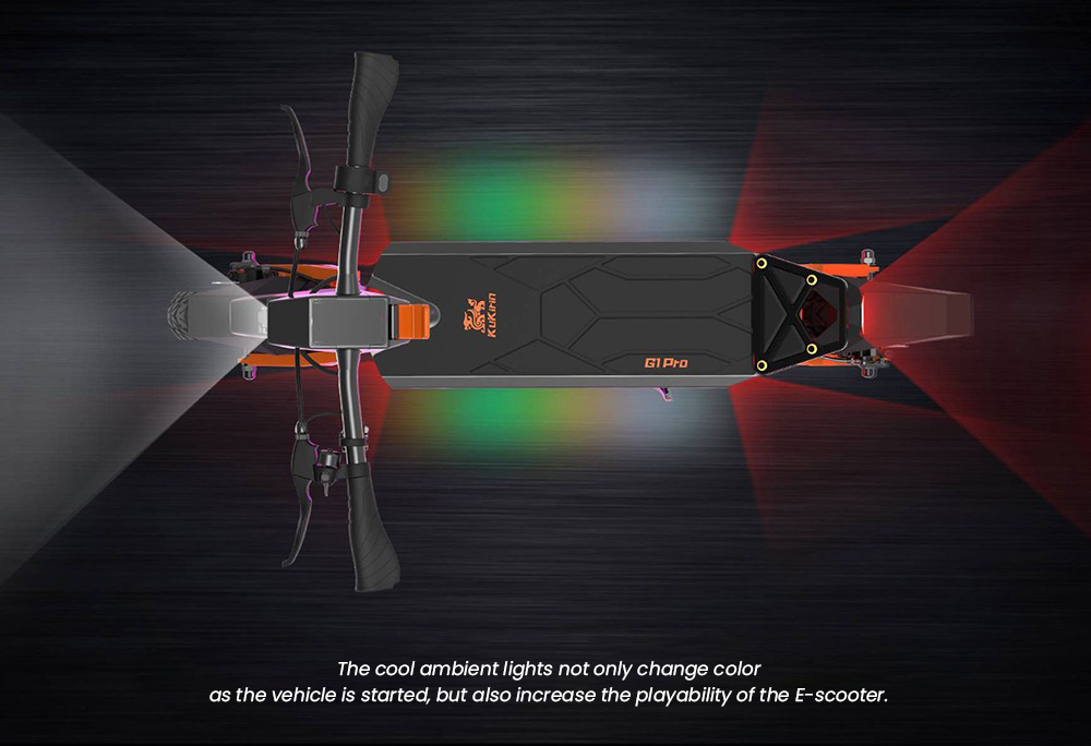 KuKirin G1 Pro Faltbarer Elektroroller, 10-Zoll-Luftreifen, 2 x 800 W Motor, 48 V 20,8 Ah Akku, 55 km Höchstgeschwindigkeit, 70 km Reichweite, Scheibenbremse, 13 Lichter Umgebungsbeleuchtung