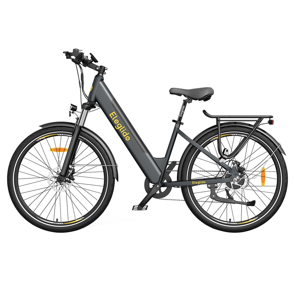 Eleglide T1 Step-Thru Electric Trekking Bike 27.5 Inch CST Tires 36V 13Ah Battery 250W Brushless Motor 25Km/h Shimano 7 Gears 100km Max Range IPX4 Waterproof 120kg Max Load Dual Disk Brakes - Grey