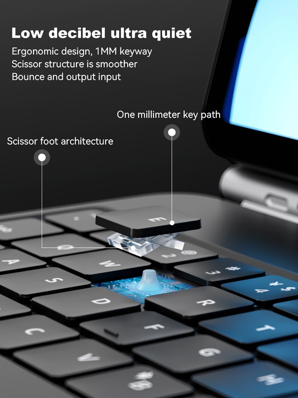 Wireless Bluetooth 5.3 Keyboard for 11'' iPad Pro and 10.9'' iPad Air 5/4 with USB-C Charging - Black