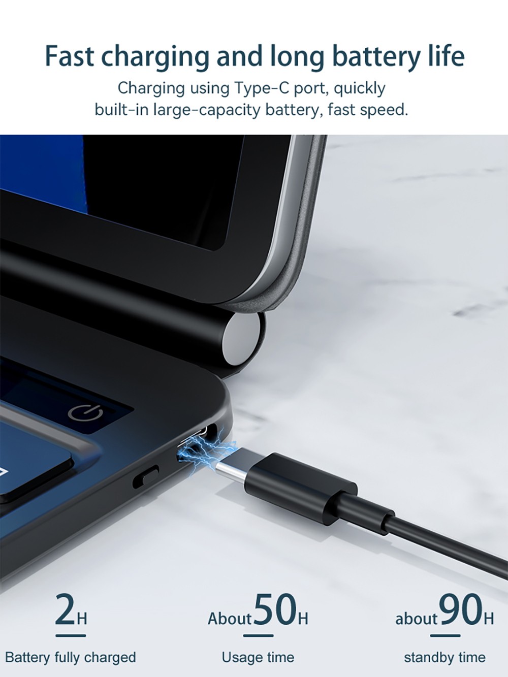 Wireless Bluetooth 5.3 Keyboard for 11'' iPad Pro and 10.9'' iPad Air 5/4 with USB-C Charging - Black