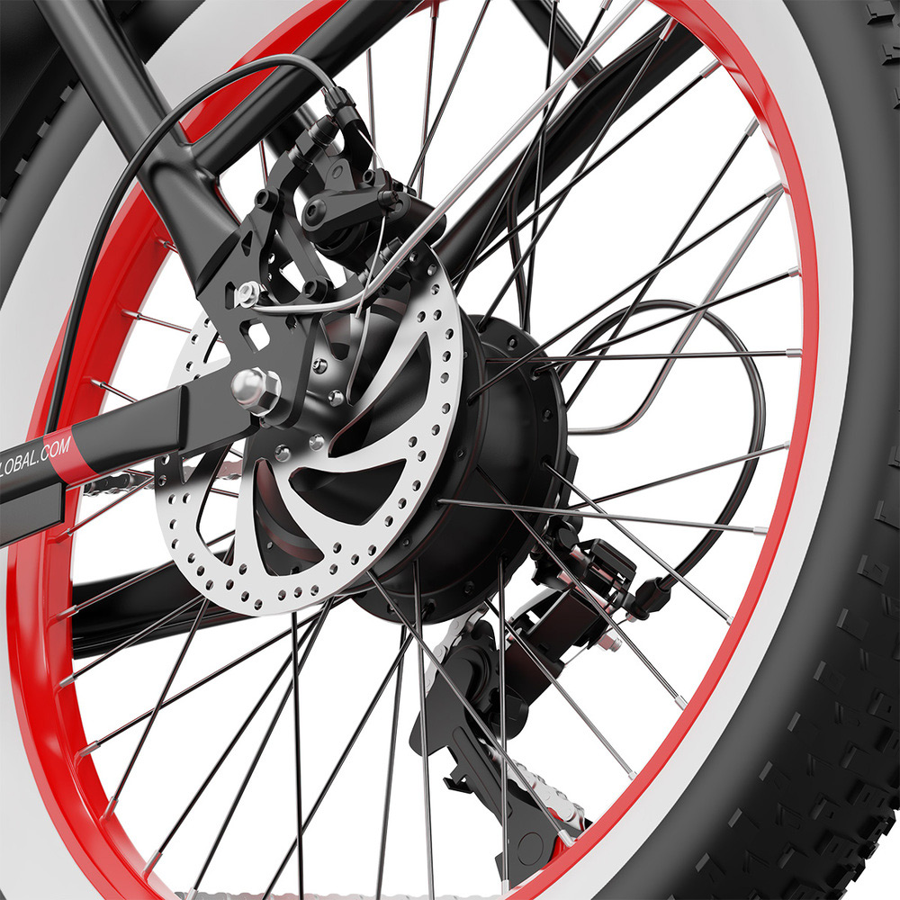 ONESPORT OT16-2 Electric Bike 20*3.0 inch Tires, 350W Motor 48V 15Ah Battery 25km/h Max Speed Disc Brakes - Black&Red