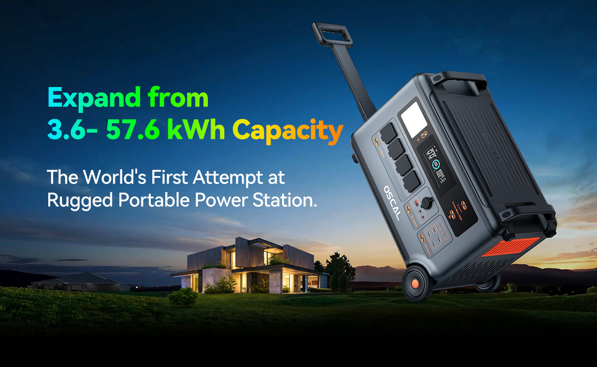 Blackview Oscal PowerMax 3600 Rugged Power Station, 3600Wh to 57600Wh LiFePO4 Battery, 14 Outlets, 5 LED Light Modes, Morse Code Signal