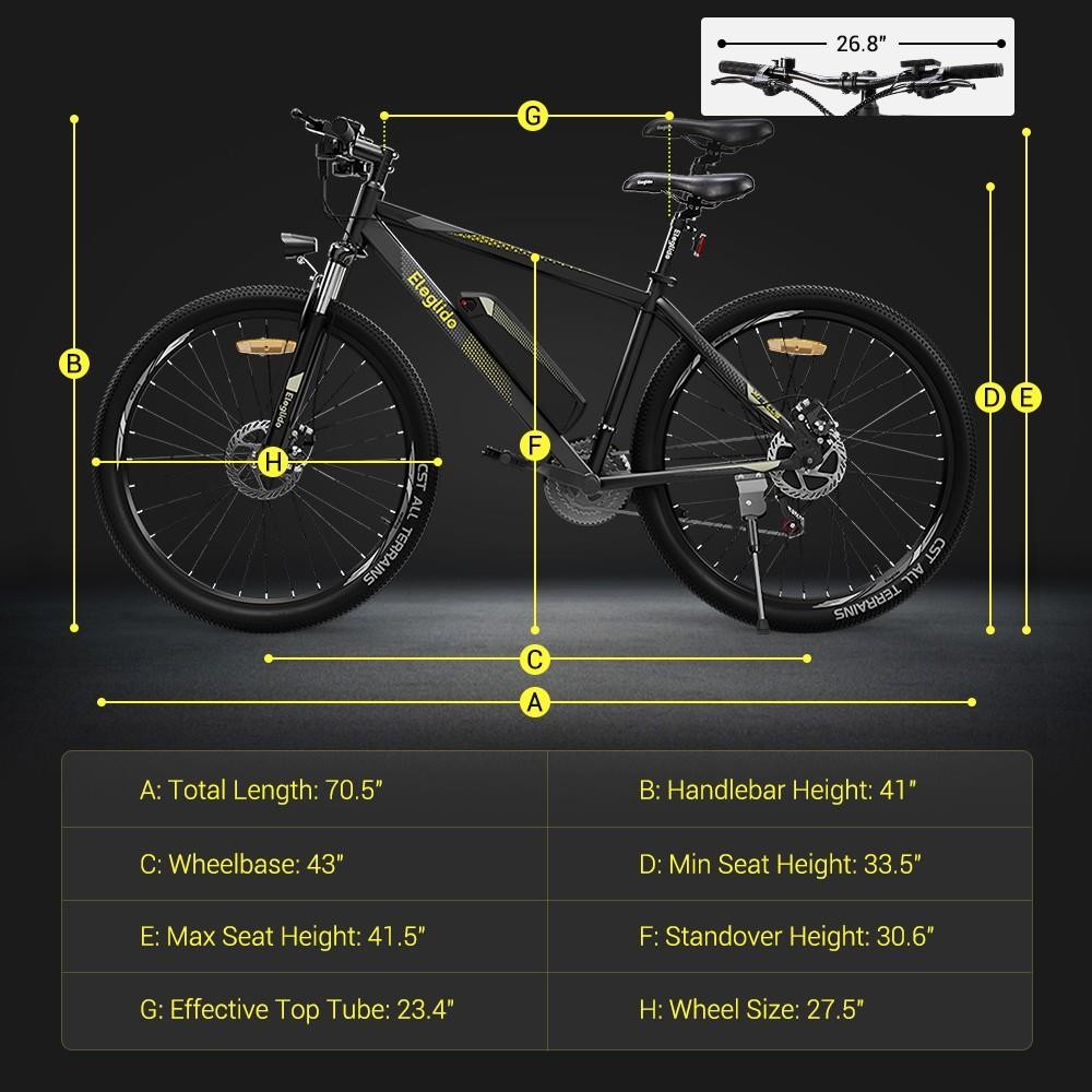 Eleglide M1 Plus App Version Electric Moped Bike 27.5 inch Tire 250W Motor 36V 12.5Ah Battery 25km/h Speed 21 Speed Shimano Gear Dual Disc Brake With App Control - Grey