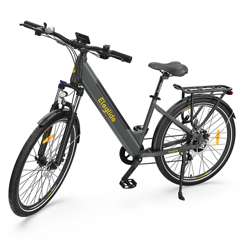 Eleglide T1 Step-Thru Electric Trekking Bike 27.5 Inch CST Tires 36V 13Ah Battery 250W Brushless Motor 25Km/h Shimano 7 Gears 100km Max Range IPX4 Waterproof 120kg Max Load Dual Disk Brakes - Grey