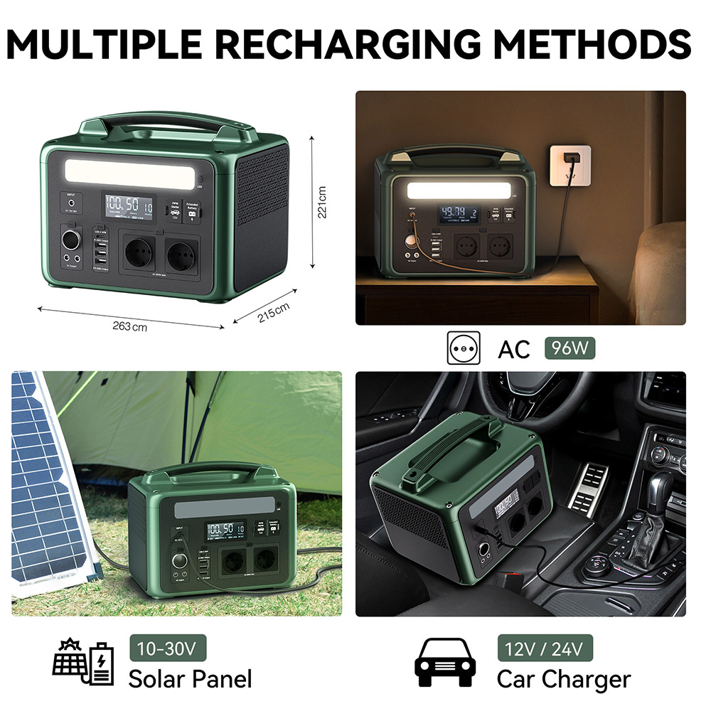 AMPACE P600 600W Portable Power Station, 584Wh LiFePO4 Battery, 1800W A-Turbo Pure Sine Wave, 11 Outlets, Green