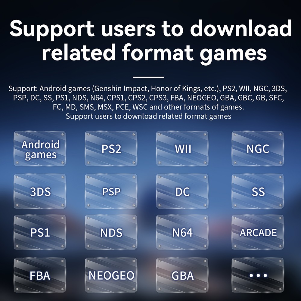 ANBERNIC RG556 Game Console, Android 13, 8GB RAM, 128GB Storage, 256GB TF Card, 8714 Games, Moonlight Streaming - Transparent Blue