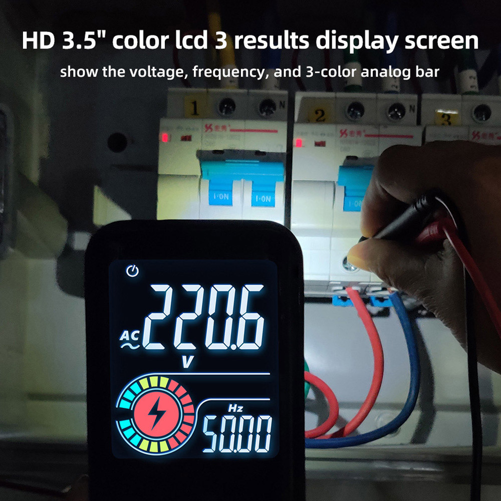 BSIDE S10 Smart Digital Multimeter, 3.5' Color LCD Screen, 9999 Counts, DC AC Voltage Capacitor Ohm Diode Tester, Red - without Battery