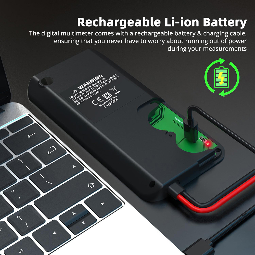 BSIDE S7 Smart Digital Multimeter, Ultra-thin Large LCD Screen, Fully Automatic Testing, Breakpoint Search, Zero Firewire Recognition, Black - with Bag