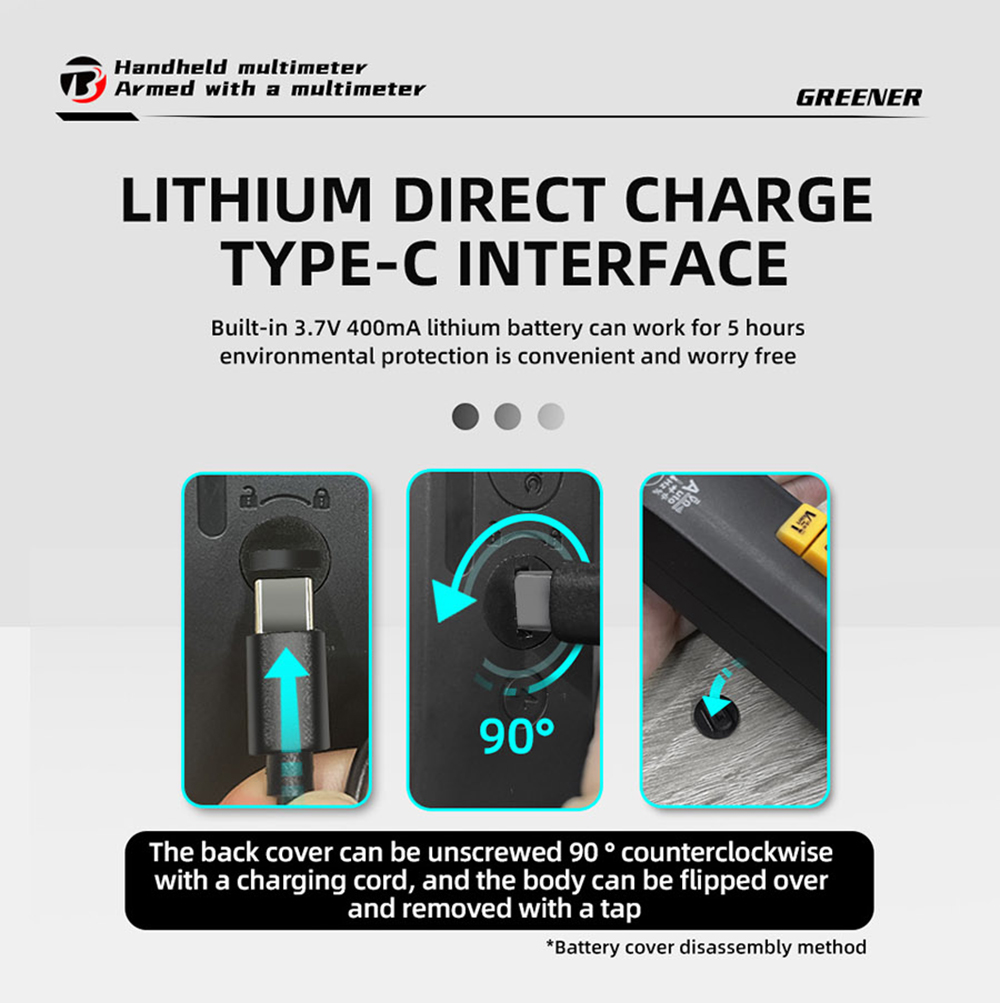 BSIDE U1 Digital Clamp Multimeter, Electric Tester Pen, Bright LED Flashlight, DC AC 100A Pliers, T-RMS Current - with Alligator Clip