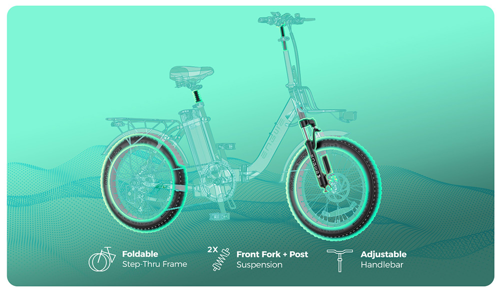 ENGWE L20 2.0 Electric Bike, 20*3.0-inch Tires, 750W Hub Motor, 52V 13Ah Battery, 28mph Max Speed, 84miles Range, Mechanical Disc Brake, Shimano 7 Speed - Black