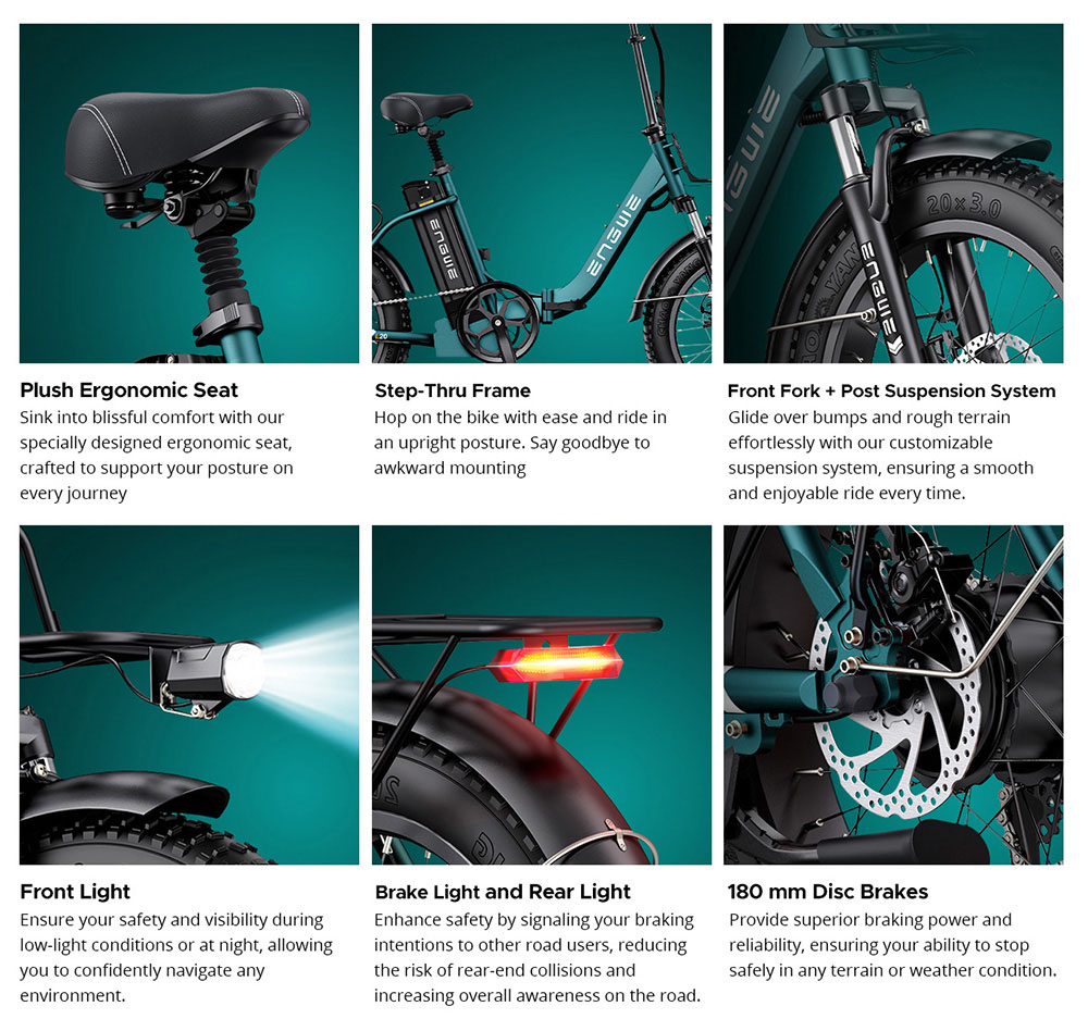 ENGWE L20 2.0 Electric Bike, 20*3.0-inch Tires, 750W Hub Motor, 52V 13Ah Battery, 28mph Max Speed, 84miles Range, Mechanical Disc Brake, Shimano 7 Speed - Rose Pink