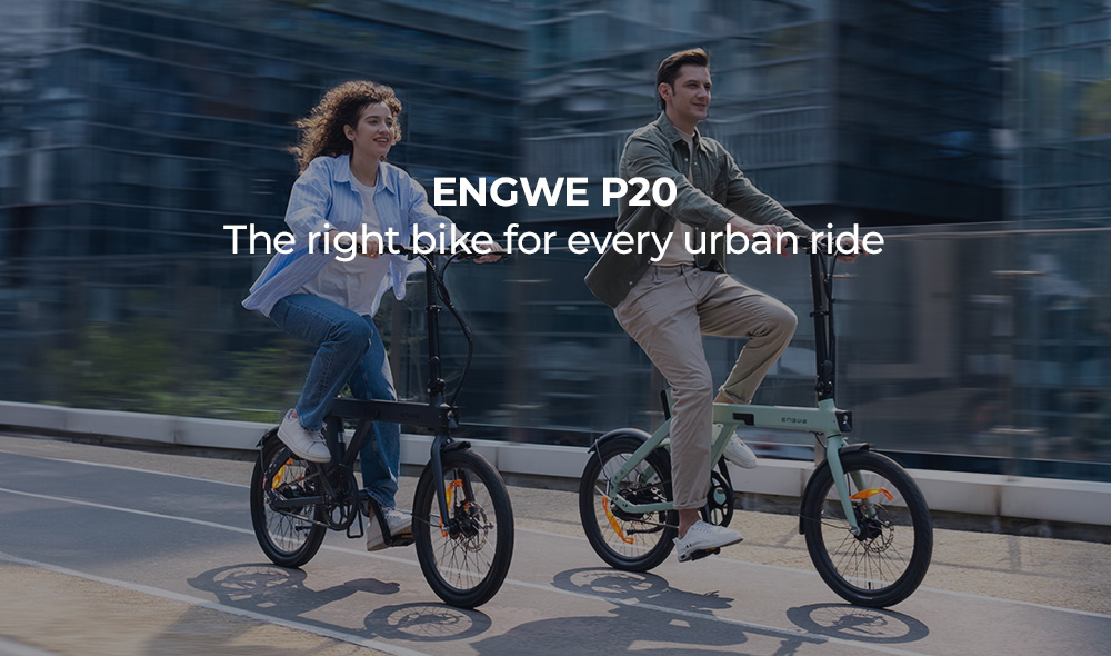 ENGWE P20 Folding Electric Bike, 250W Silent Motor Torque Sensor, 36V 9.6A Battery, 20*1.95'' Tires, 25km/h Max Speed, 100km Range, Hydraulic Disc Brakes - White
