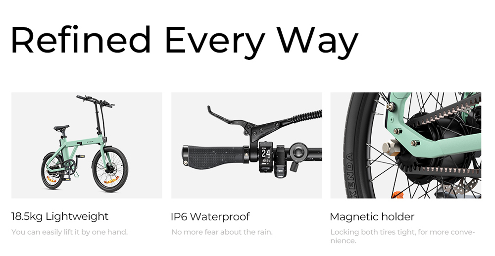 ENGWE P20 Folding Electric Bike, 250W Silent Motor Torque Sensor, 36V 9.6A Battery, 20*1.95'' Tires, 25km/h Max Speed, 100km Range, Hydraulic Disc Brakes - White