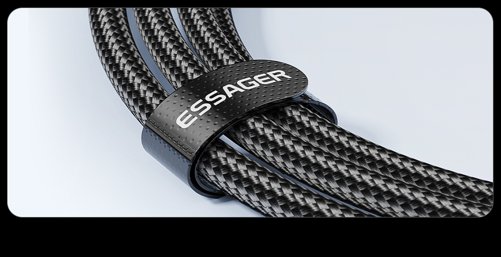 ESSAGER 100W 7A USB-A to Type-C Charging Cable, Elbow Design, Digital Display, USB2.0 480Mbps - 1m