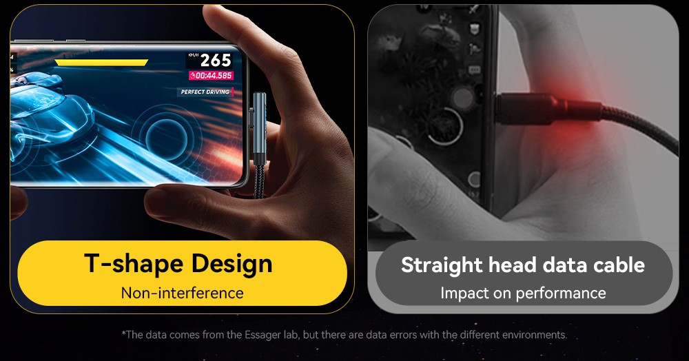ESSAGER 100W 7A USB-A to Type-C Charging Cable, Elbow Design, Digital Display, USB2.0 480Mbps - 1m