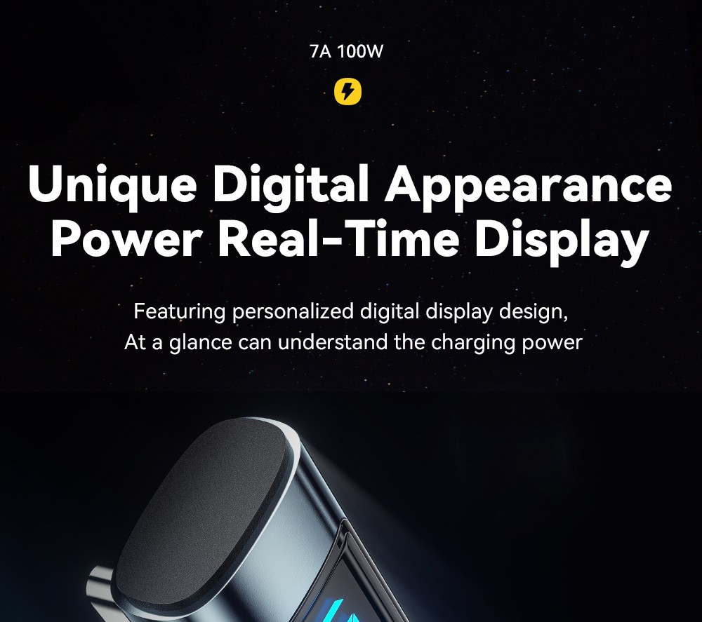 ESSAGER 100W 7A USB-A to Type-C Charging Cable, Elbow Design, Digital Display, USB2.0 480Mbps - 2m