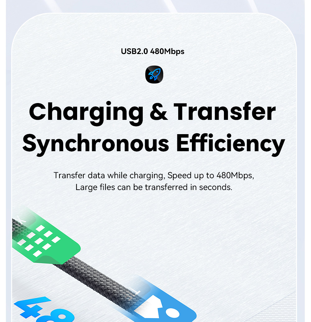 ESSAGER 100W 7A USB-A to Type-C Charging Cable, USB2.0 480Mbps, Magnetic Adsorption, Flexible Adjustment, E-Marker Chip, 1m