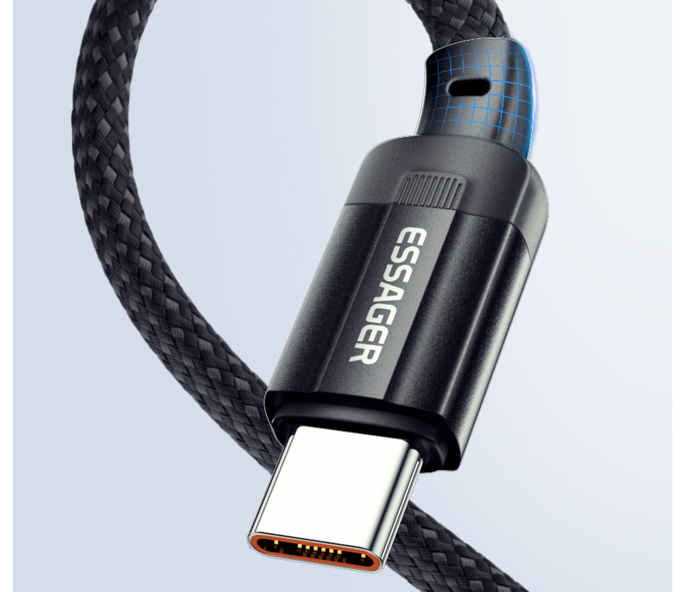 ESSAGER 100W 7A USB-A to Type-C Charging Cable, USB2.0 480Mbps, Magnetic Adsorption, Flexible Adjustment, E-Marker Chip, 1m