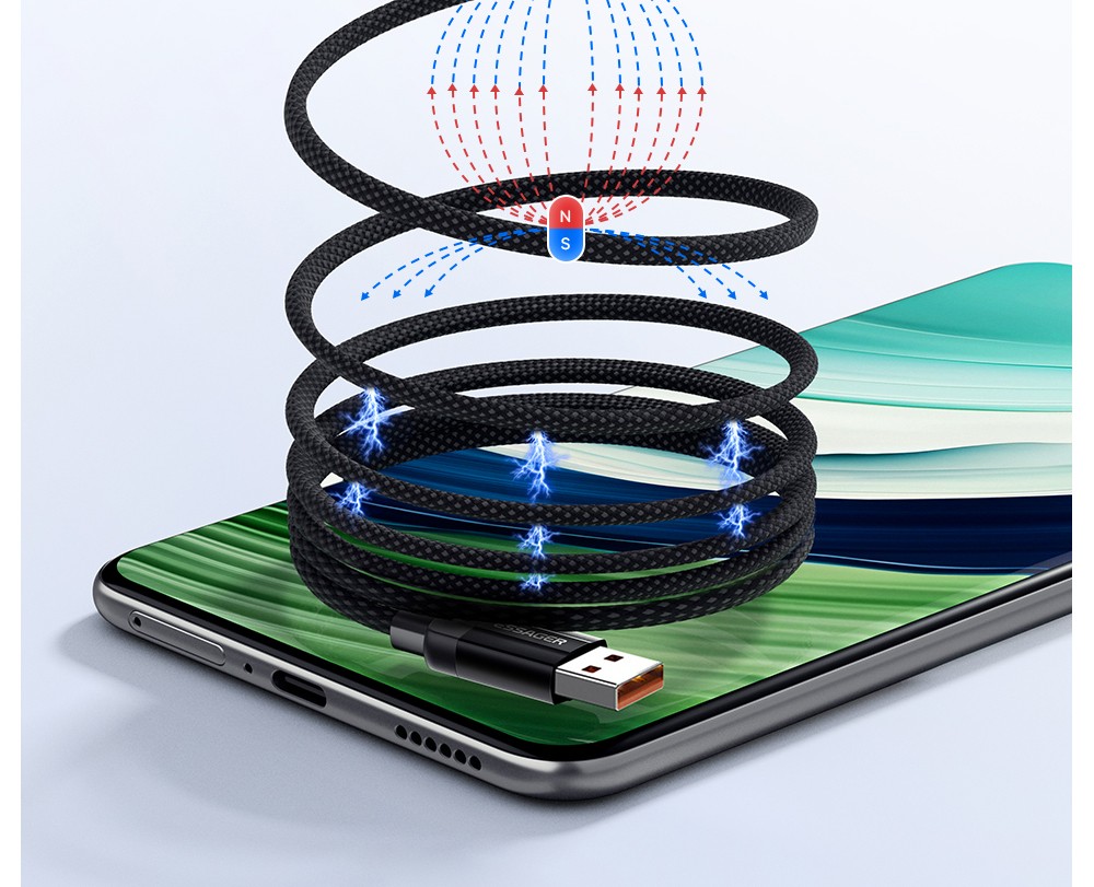 ESSAGER 100W 7A USB-A to Type-C Charging Cable, USB2.0 480Mbps, Magnetic Adsorption, Flexible Adjustment, E-Marker Chip, 1m