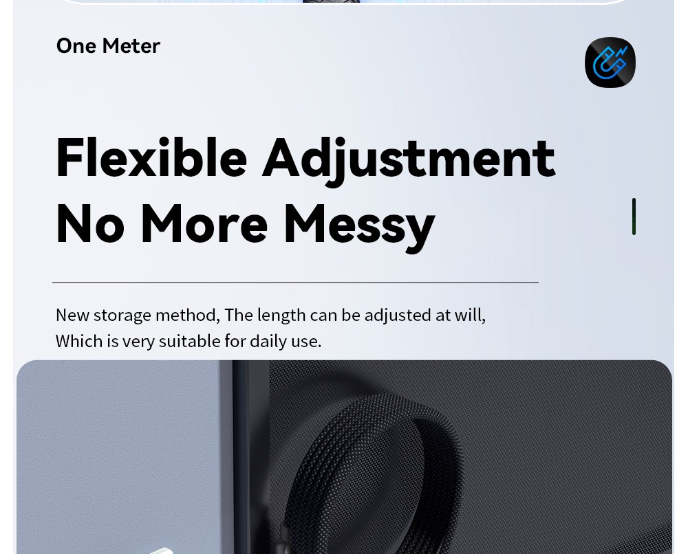ESSAGER 100W 7A USB-A to Type-C Charging Cable, USB2.0 480Mbps, Magnetic Adsorption, Flexible Adjustment, E-Marker Chip, 1m
