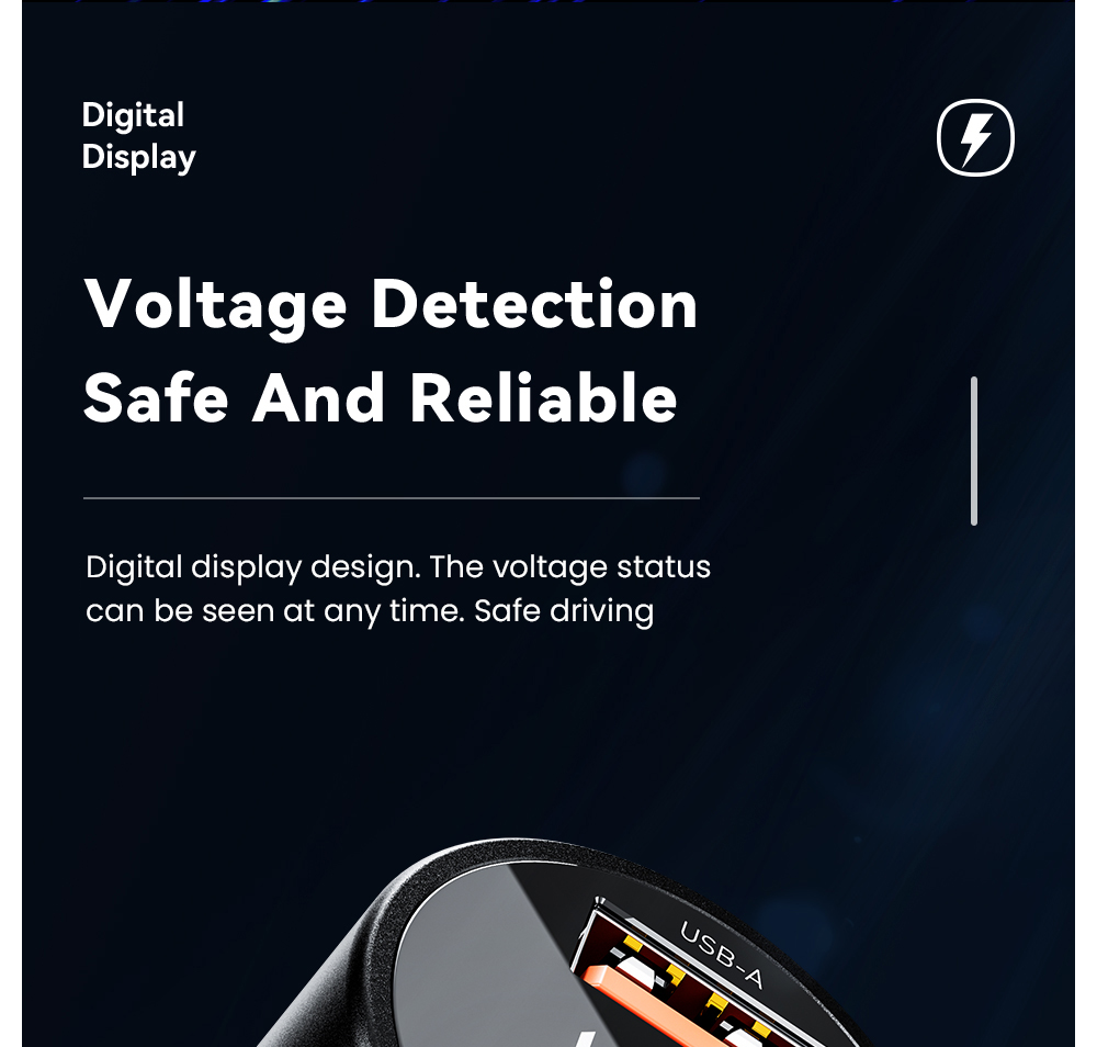 ESSAGER 120W Car Charger, USB-A+Type-C, Digital Display, Smart Chip, Shrapnel Design - Gunmetal Grey