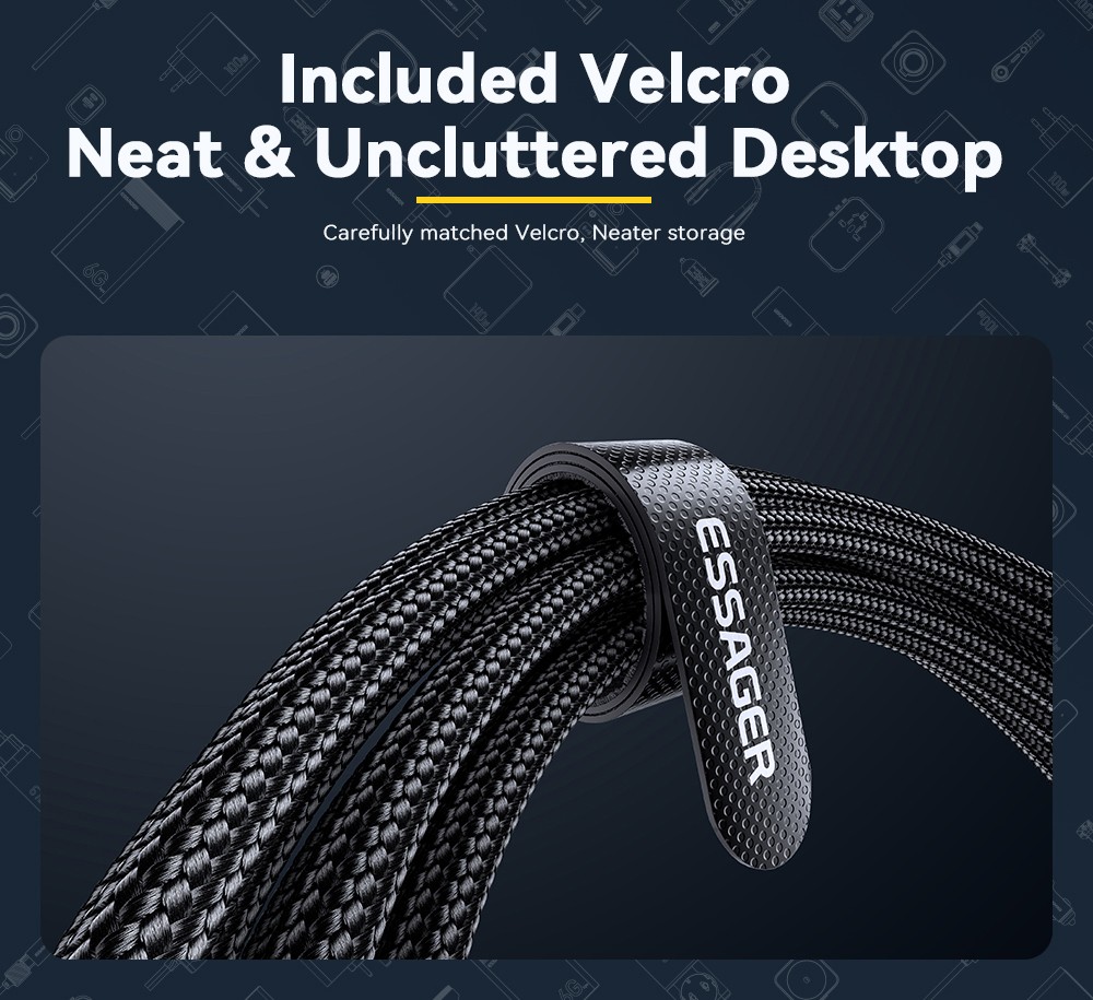 ESSAGER 240W 5A Type C to Type C Charging Cable, USB2.0 480Mbps, Digital Display, Support PD3.1 - 1m