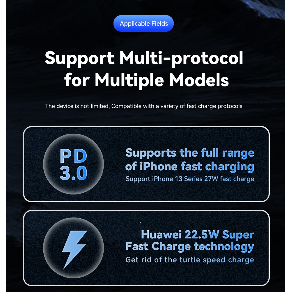 ESSAGER 30W Car Charger, USB-A+Type-C Dual Ports, PD Fast Charging, for 12-24V Vehicles - Black