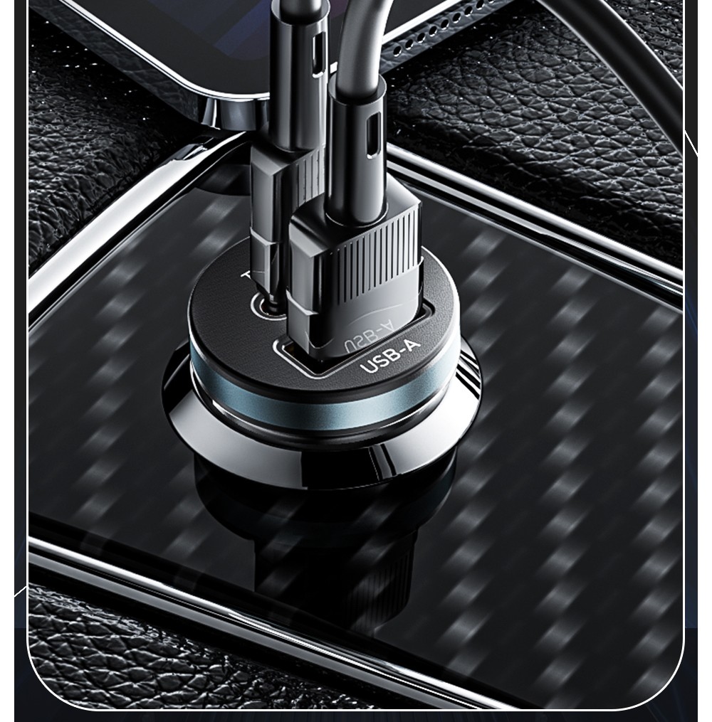 ESSAGER 30W Car Charger, USB-A+Type-C Dual Ports, PD Fast Charging, for 12-24V Vehicles - Black