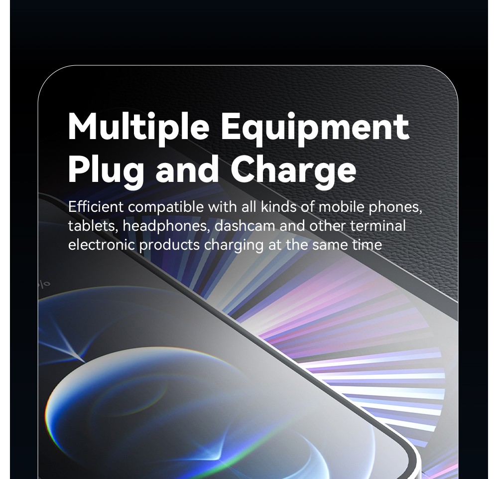 ESSAGER 54W Car Charger, USB-A+Type-C 2 Ports, PD Quick Charging, Ambient Light, Intelligent Chip - Gray