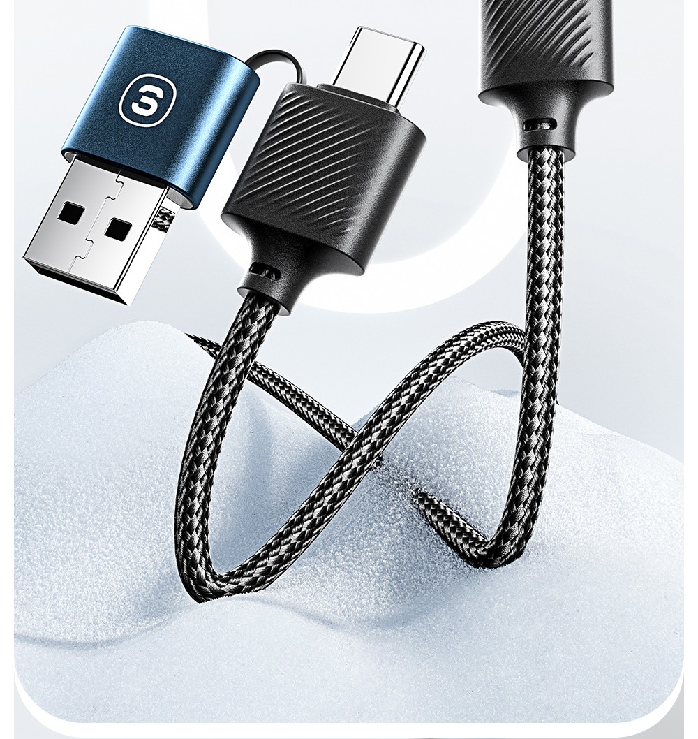 ESSAGER 65W 4 in 1 Charging Cable, USB-A/Type-C to Type-C/Lightning, 4 Charging Modes, 3A, USB2.0 480Mbps - Black