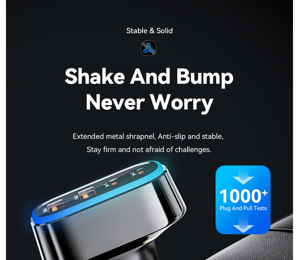 ESSAGER 70W Car Charger, 2 USB-A+2 Type-C, PD Quick Charging, with Colorful Ambient Light, for 12-24V Vehicles - Black