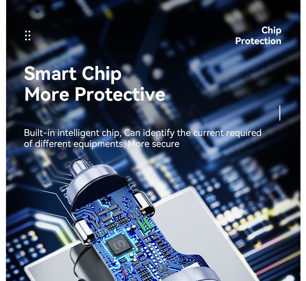 ESSAGER 80W Car Charger, Three Ports Output, 2USB-A+Type-C, Elastic Clip, Smart Chip - Gray