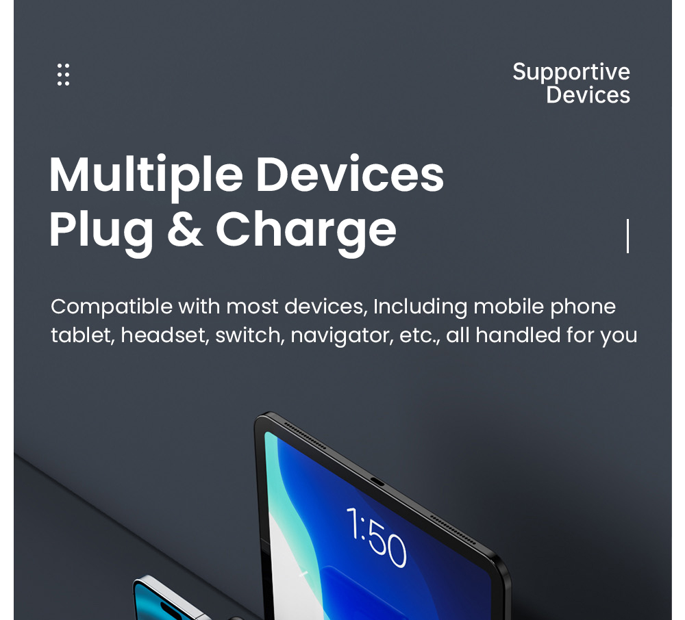 ESSAGER 80W Car Charger, Three Ports Output, 2USB-A+Type-C, Elastic Clip, Smart Chip - Gray