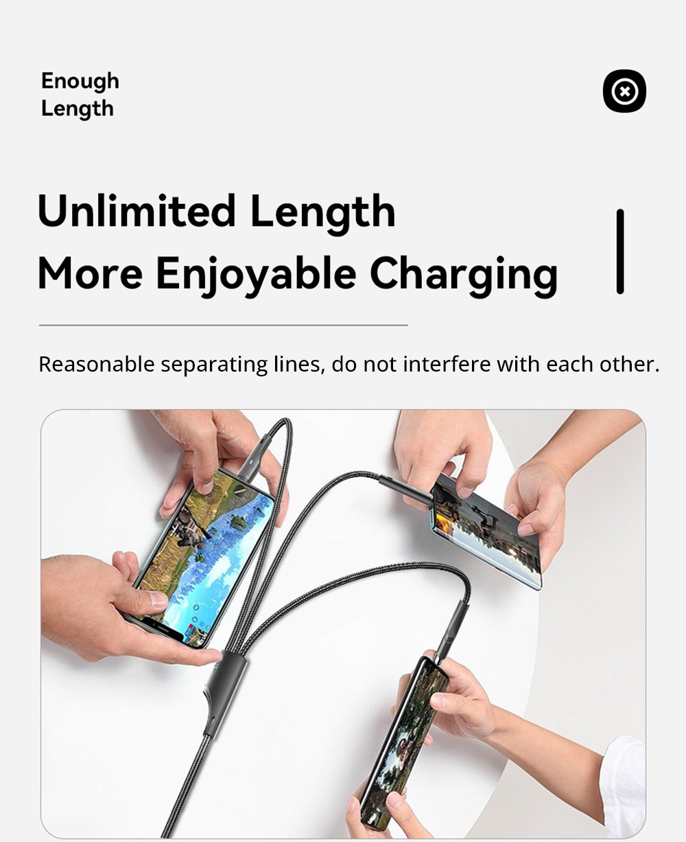 ESSAGER EXC3T-LS01-P 3 in 1 USB A to USB C Lightning Micro Charging Cable
