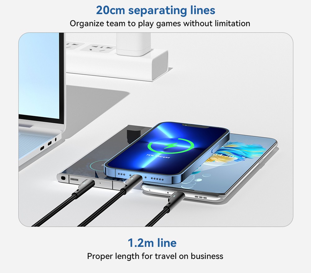 ESSAGER EXC3T-LS01-P 3 in 1 USB A to USB C Lightning Micro Charging Cable