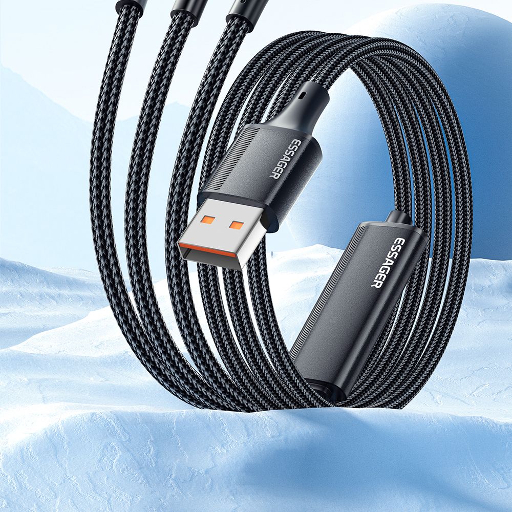 ESSAGER EXCMTL-JJ01-P 100W 3 in 1 USB Data Cable - Black