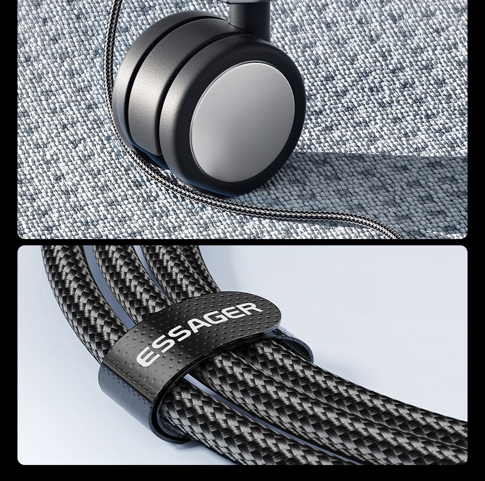 ESSAGER EXCMTL-JJ01-P 100W 3 in 1 USB Data Cable - Black