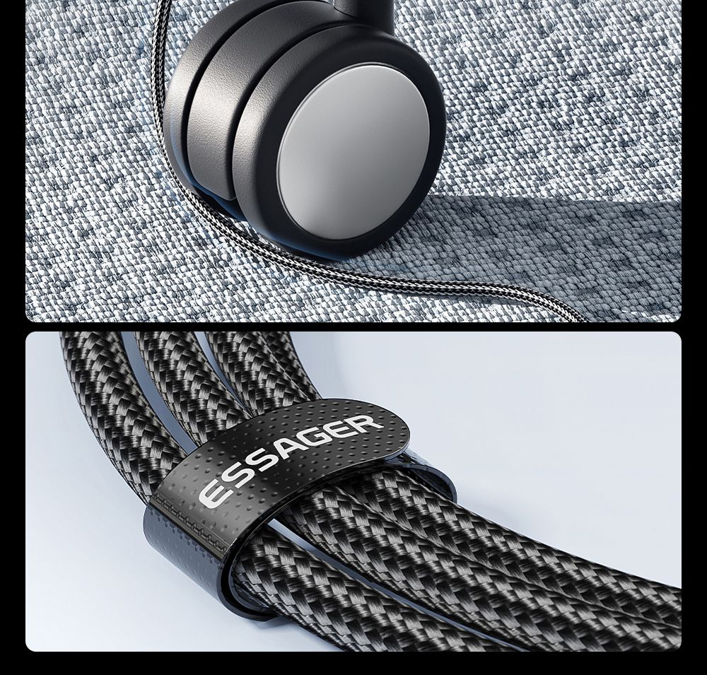 ESSAGER EXCMTL-JJ03-P 100W 3 in 1 USB Data Cable - Blue